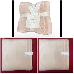 Hotel Balfour 7 Pc Towels Set: 2 Bath 5 Washcloth Pink Sand Color Waffle Cotton